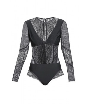 BODYSUIT WITH LONG SLEEVES LE JOURNAL INTIME FOLIES BERGERE (BLACK WITH LUREX)